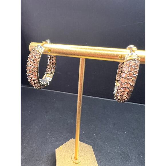 Andalusite inside out hoop earrings in gold and rhodium over sterling silver - Picture 11 of 16